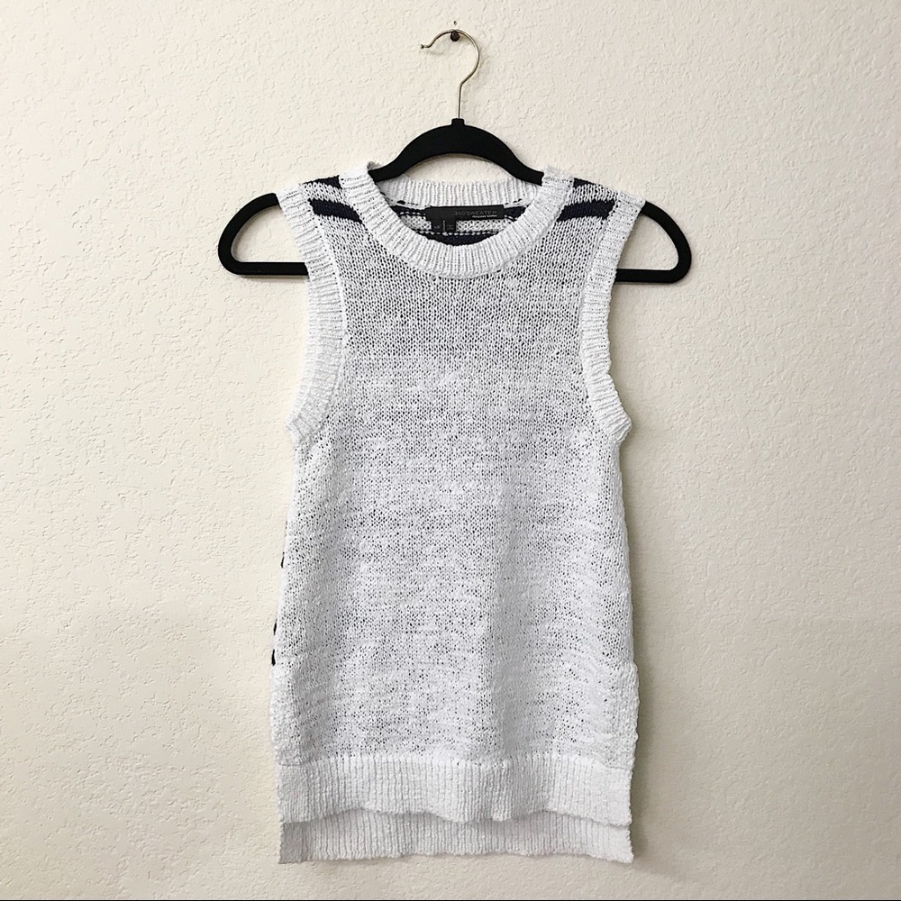 360 Sweater White Striped Knit Tank